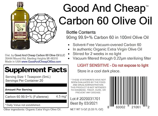 Carbon 60 Olive Oil C60 Supplement Kohlenstoff 60 Olivenol 90 Mg 100 Ml Nahrungserganzungsmittel Bio 99 9 Losungsmittelfreies C60oo Lipofulleren Lipofullerene By Good And Cheap Amazon De Gewerbe Industrie Wissenschaft