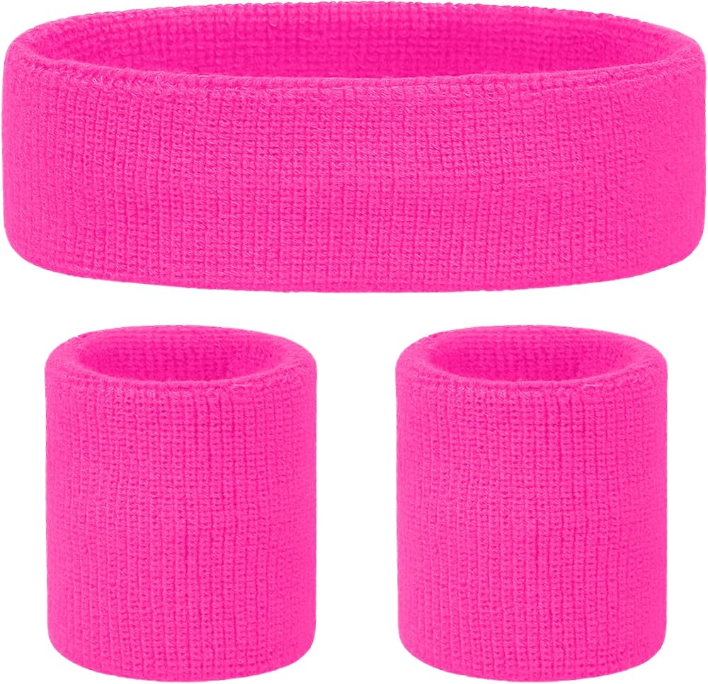 REDSTAR FANCY DRESS 3pc Neon Sweatband Set Headband Wristbands 80s 90s Party