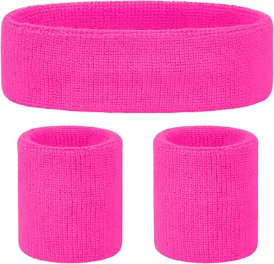 REDSTAR FANCY DRESS 3pc Neon Sweatband Set Headband Wristbands 80s 90s Party
