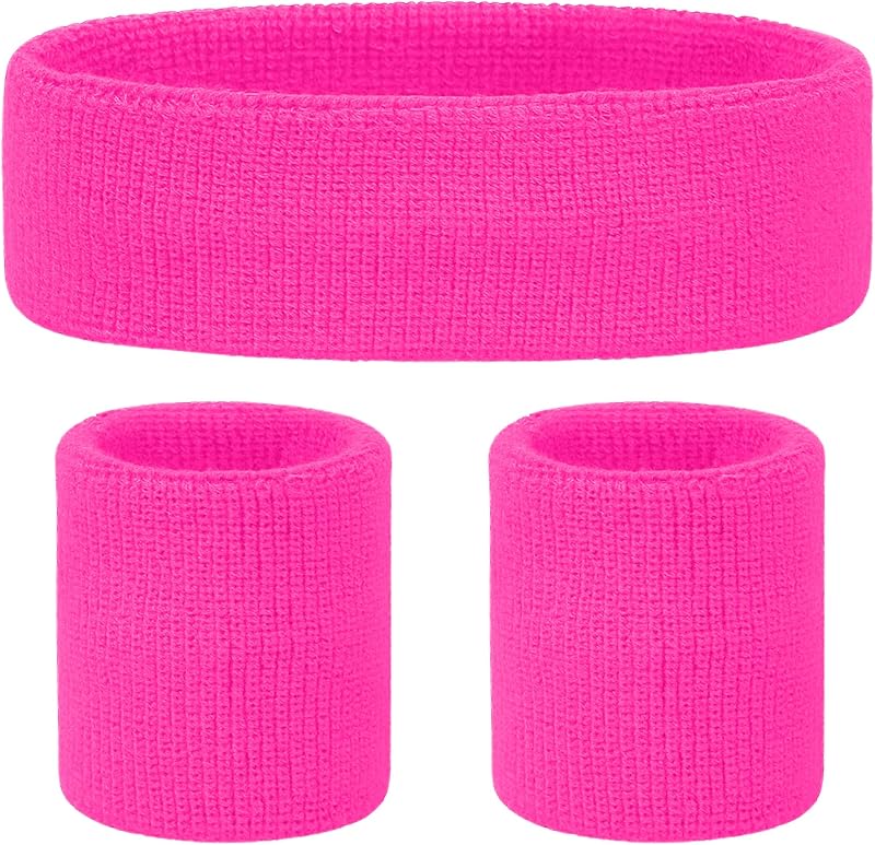REDSTAR FANCY DRESS 3pc Neon Sweatband Set Headband Wristbands 80s 90s Party