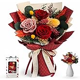 Vaanshie Red Preserved Flower Bouquet – Long Lasting Roses Gift for Her, Eternal Flowers for Valentine’s Day, Anniversary, Birthday & Romantic Home Décor