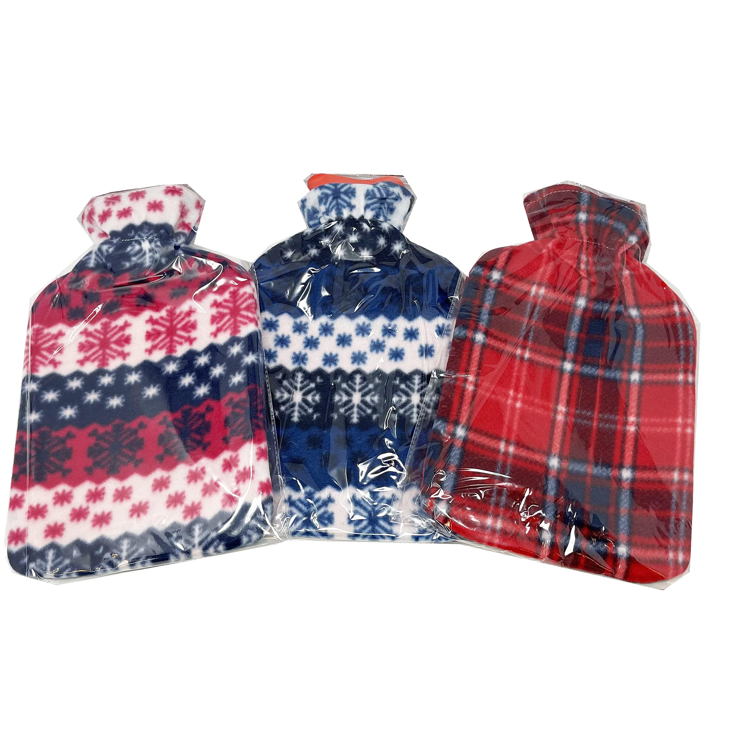 Hot Water Bottle with Soft Fleece Cover – 2 Litre Large Hot Water Bottle – Winter Warmth for Bed, Pain Relief & Comfort – Assorted Designs HTUK