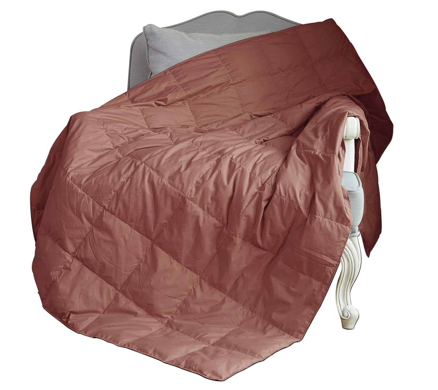 Natural Down and Feather Blanket/Throw 50 x 70 Peach Skin Fabric