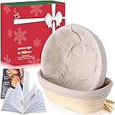 Jeensley Banneton Bread Proofing Basket with Brochure Set of 2, Sourdough Baking Supplies for Rising, Round & Oval Proving Baskets with Liners, Handmade from Quality Natural Indonesian Rattan