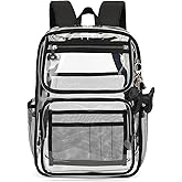 Clear Backpacks for School Girls, Heavy Duty TPU Transparent Bookbags Stadium Events Approved See Through Backpack (Black)