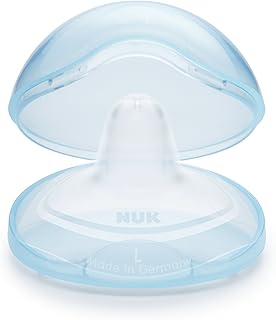 NUK 10107045 Brusthütchen zum Schutz empfindlicher Brustwarzen, inklusiv Schutzdose, 2 Stück, Größe L, transparent