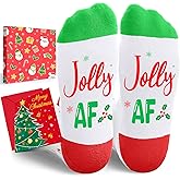 HAPPYPOP Christmas Socks for Adult - Gingerbread Snowman Jolly Gifts with Merry Xmas Cards