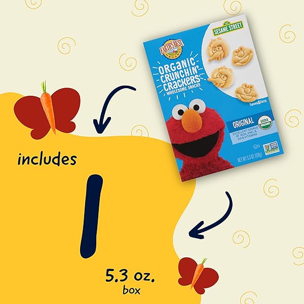 EARTH’S BEST ORGANIC SESAME STREET TODDLER CRUNCHIN’ CRACKERS, ORIGINAL, 5.3 OZ. BOX