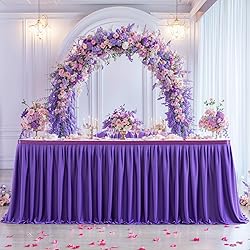 Partisky Purple Polyester Table Skirt for Rectangle