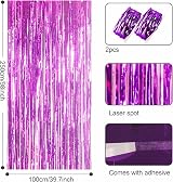 YAAVAAW Glitter Purple Tinsel Curtain 2 Pack 3.2x8.3ft Backdrop Door Decor view 2
