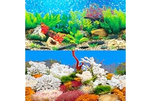 ELEBOX New 20" x 48" Fish Tank Background 2 Sided River Bed & Lake Background Aquarium