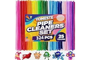 Pipe Cleaners, 324 Pieces in 25 Colors Pipe Cleaners Value Pack of Multicolor Chenille Stems for DIY Art Creative Crafts Deco