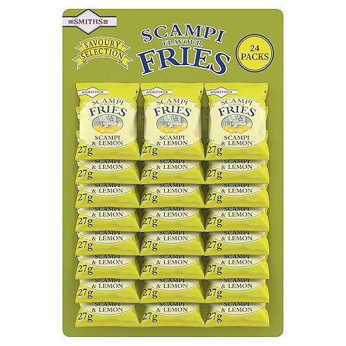Smith's Savoury Selection Scampi & Lemon Fries 27g (Sheet of 24 Bags) - Scampi and Lemon Flavor Cereal Snack [Packaging may vary]
