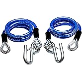 DocksLocks Trailer Safety Towing Cables, Self Coiling Weatherproof Vinyl Coated with Snap Hook Safety Latches, 48” Length, 2 Pack (5000 lbs Break Force)