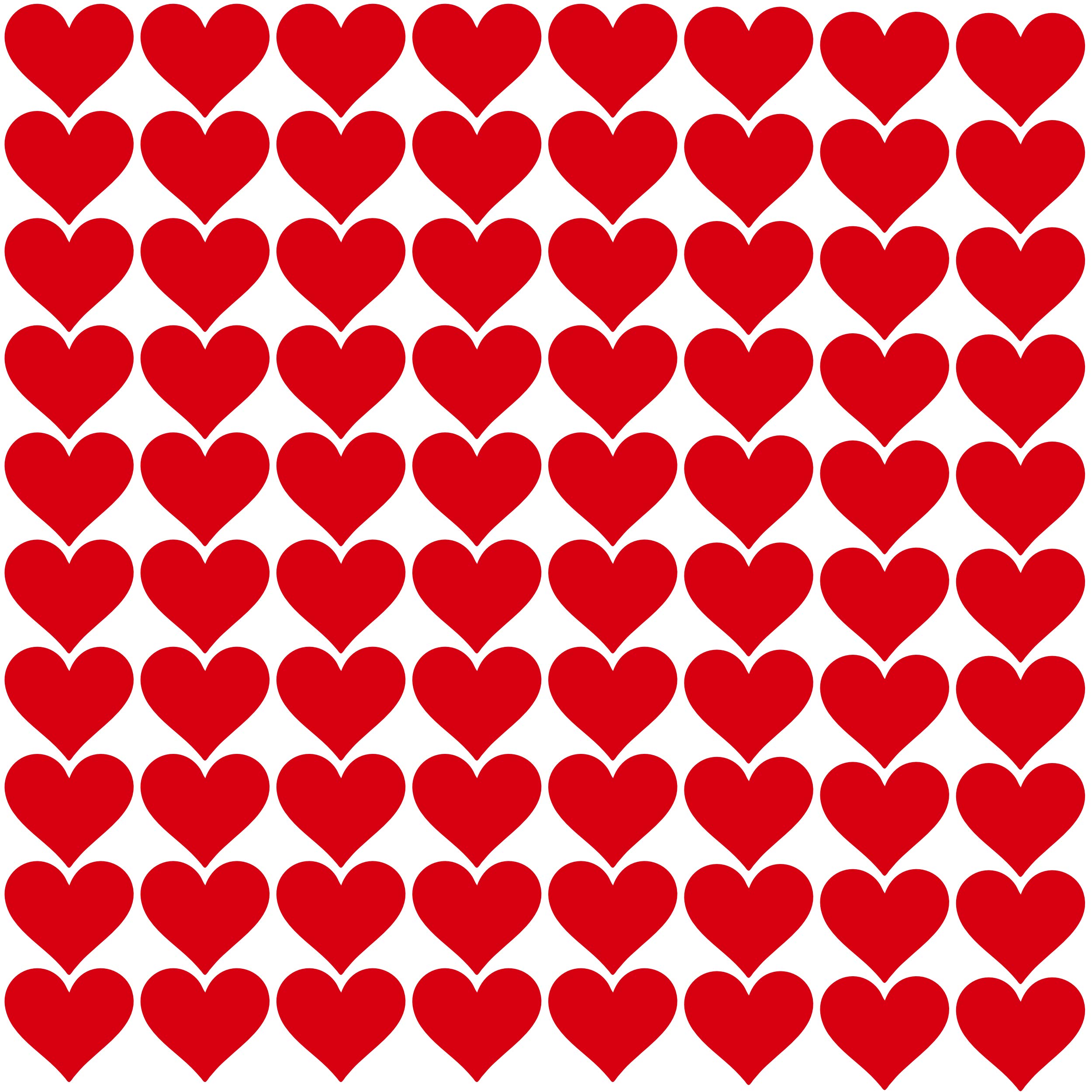 PREMYO Set of 80 Heart Wall Stickers Kids - Nursery Decor Easy to Apply - Decals for Bedrooms for Girls Boys Red