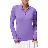 isnowood Women's 1/4 Zip Long Sleeve Rash Guard, UPF 50+ UV Sun Protection Shirts, Quick Dry Workout Hiking Athletic Tops