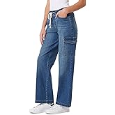 WallFlower Womens Tomboy Relaxed Cargo Denim Mid-Rise Insta Stretch Juniors Jeans