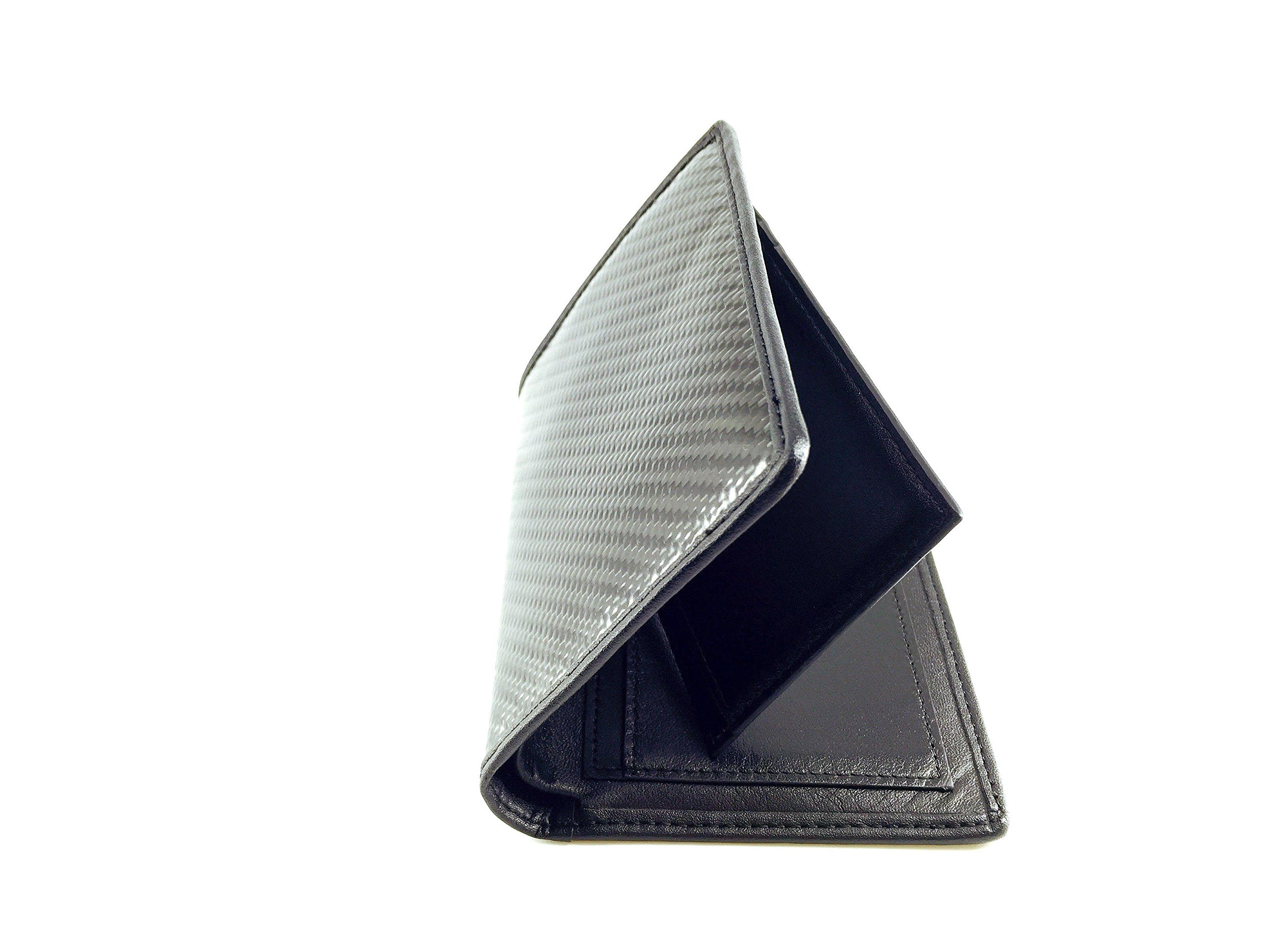 RFID Blocking CL Carbonlife Carbon Fiber Mens Real Carbon Fiber Leather Wallet with Credit Card