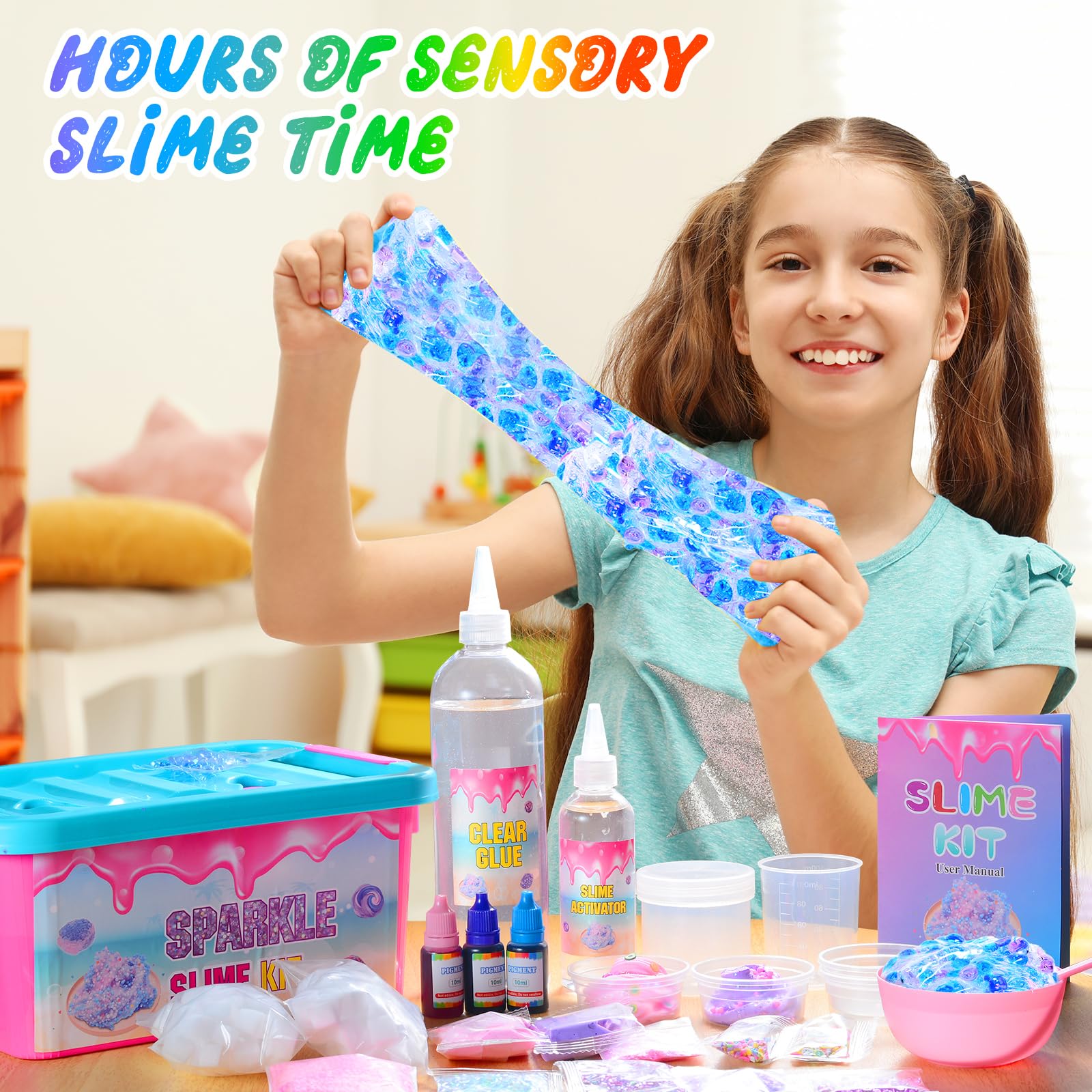 Slime Kit - Confetti, Glimmer Crunchy, Foam, Jelly Cubes - Stress Relief Toys, Party Favors for Kids, Boys and Girls Ages 6-12