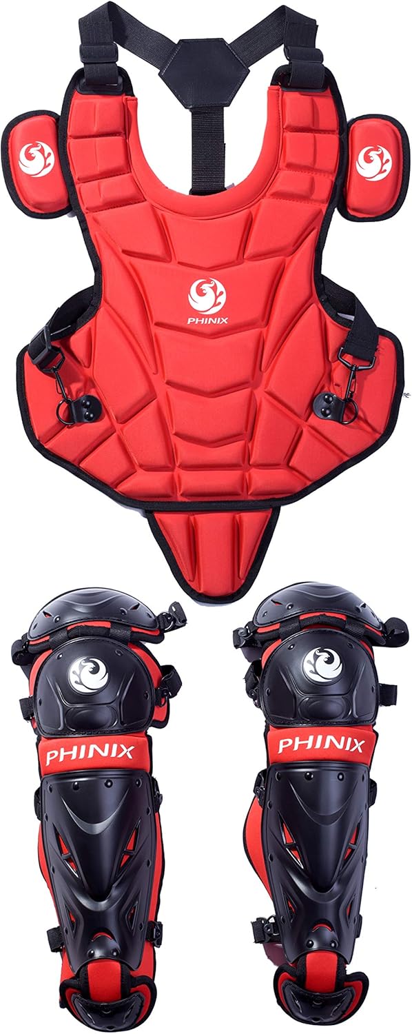 PHINIX Catcher's Set Chest Protector and Shin Guards, Specially Produced for Youth Practice (Black) : Sports & Outdoors