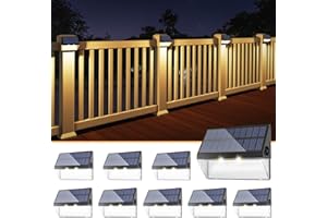 Aulanto Outdoor Lights Fence Solar Lights, 8 Pack Solar Deck Lights Waterproof Led Stair Lights, Bright RGB Color Changing Light Solar Step Lights, Outside Lights for Garden, Backyard, Patio,Pathway