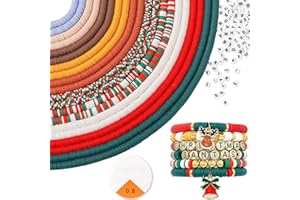 ADIIL 7200pcs Clay Beads Bracelet Making Kit, 10 Colors 6mm Polymer Heishi Beads for Jewelry Making, Friendship Bracelet Kit with Letter Beads Christmas Birthday Gift for Adults Christmas