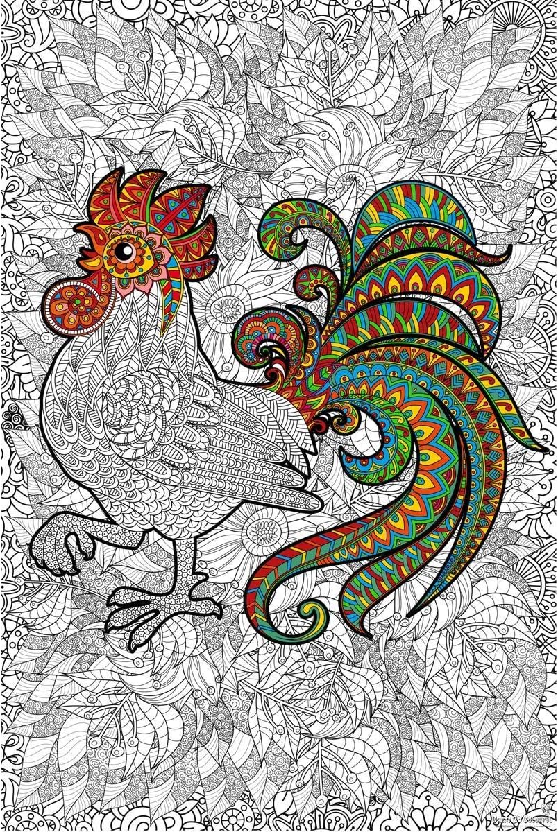 Great2bColorful Coloring Poster (3 Sizes~2 Paper Choices) - Cock-a-Doodle-Do (24" x 36", Premium Paper)