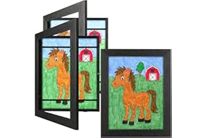JDZIVTOP 3 Pack 9x12 Kids Art Frames Rustic Black, Kids Artwork Frames Changeable Child Artwork Picture Display Front Opening, Children Storage Frame Hold 50pcs Craft, Drawing, Art Project, Schoolwork