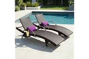 BKSFOAA Patio Lounge Chair Set of 2 with 5-Level Adjustable Backrest, Outdoor Chaise Lounge with All-Weather Wicker,Sunbathin