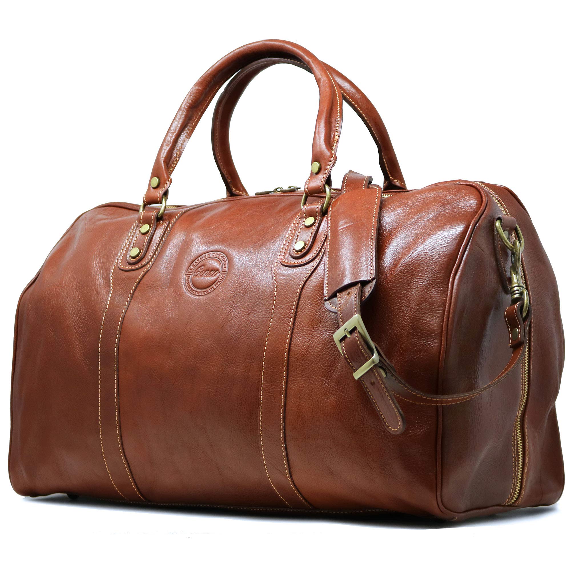 Cenzo Duffle Vecchio Brown Italian Leather Weekender Travel Bag Buy Online in United Arab