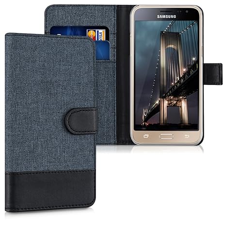 kwmobile Samsung Galaxy J3 (2016) DUOS Hülle - Kunstleder Wallet Case für Samsung Galaxy J3 (2016) DUOS mit Kartenfächern und