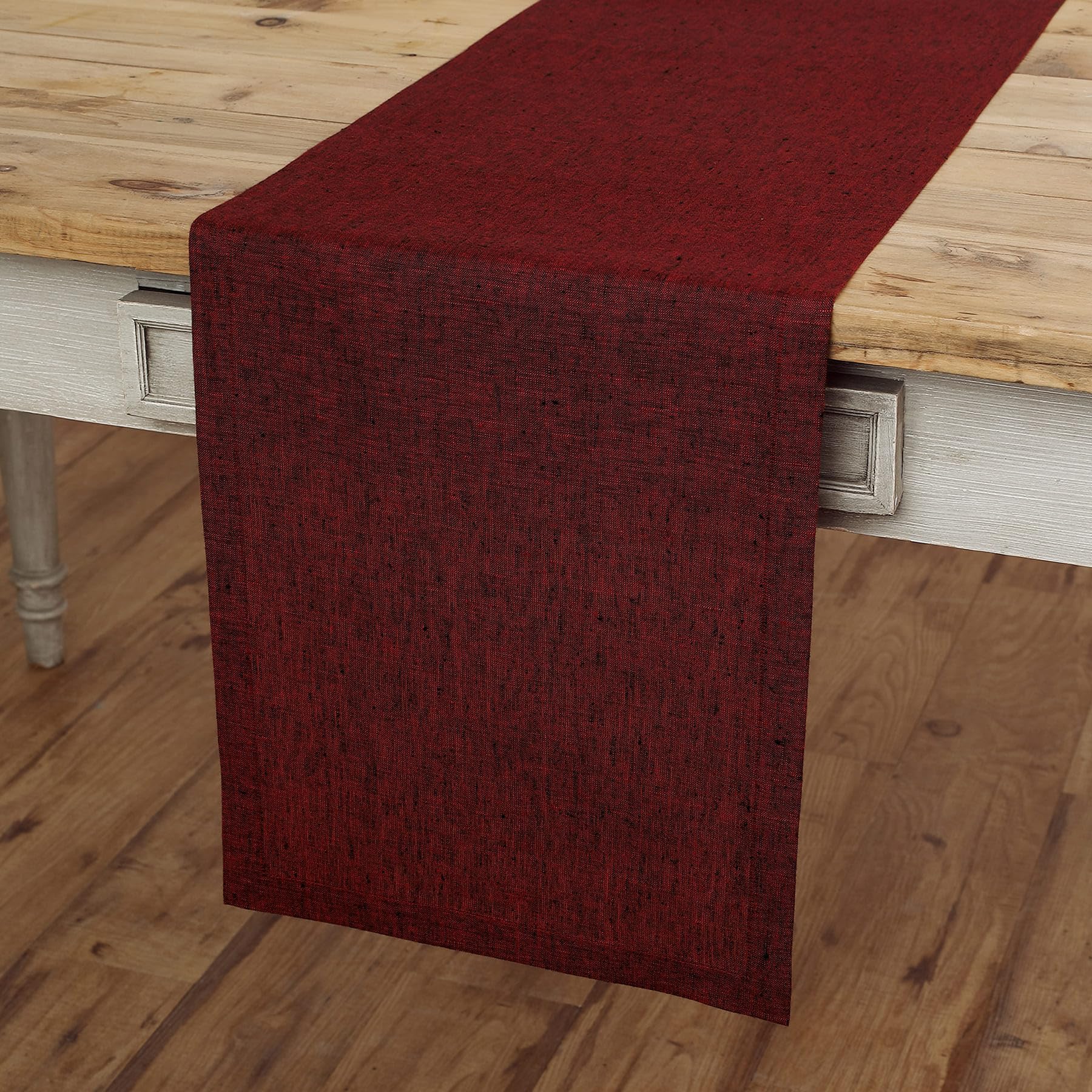 Photo 1 of Solino Home Linen Red Garnet Table Runner 108 Inches Long - Athena, 100% Pure Linen Dining Table Runner 14 x 108 Inch for Fall, Autumn, Thanksgiving