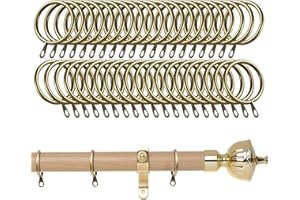 RVSWIHFA 40 Pack Metal Curtain Rings for Curtains and Rods, Grommet Sliding Rings 30mm Inner Diameter (Gold)