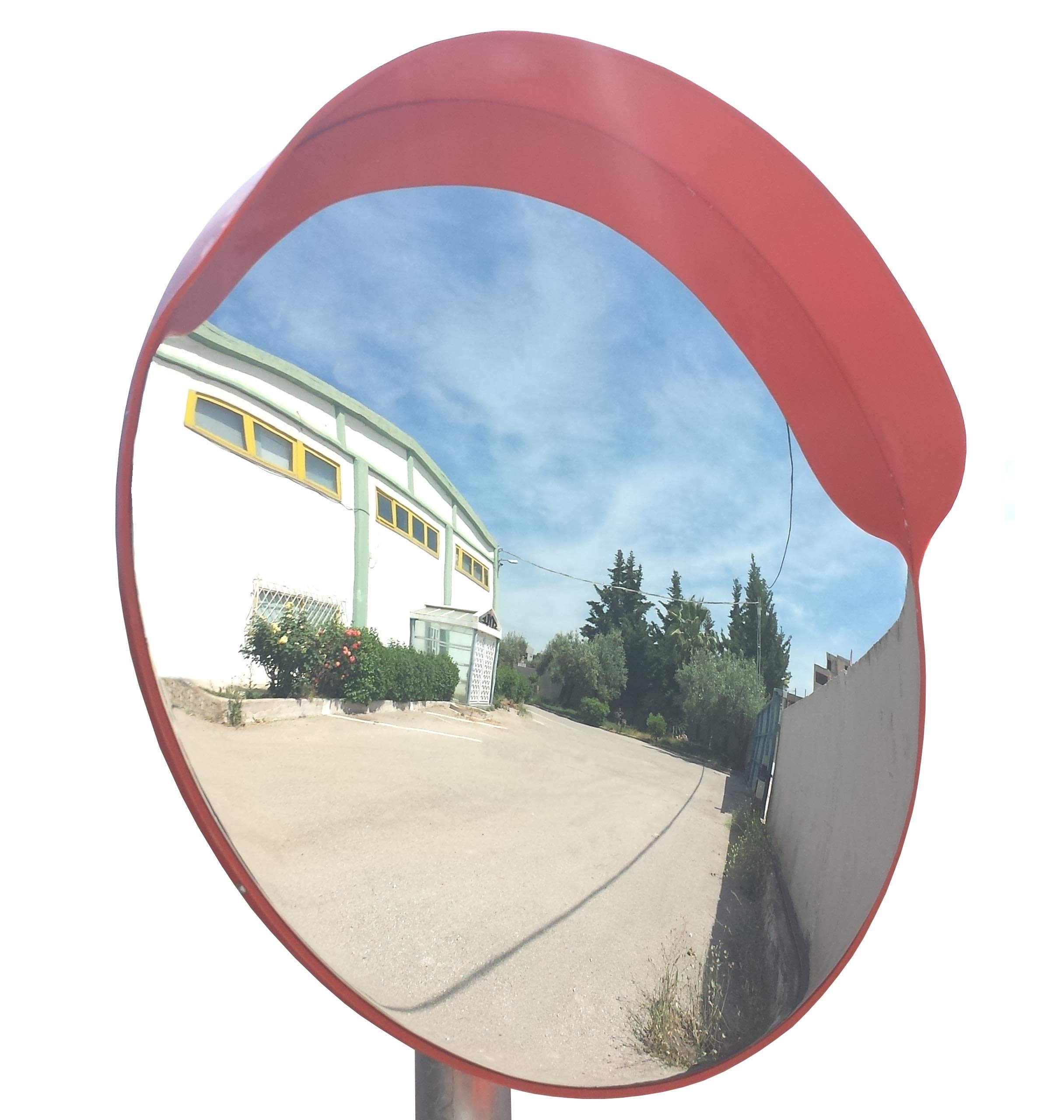 SNS SAFETY LTD Convex Traffic Mirror for Driveway, Warehouse and Garage Safety or Store and Office Security to Eliminate Blind Spots (Diameter 45 cm, with Pole Bracket 48 mm) — image 1