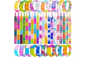 IERKEIE 120 Pcs Pop Bracelet Bubble Fidget Toys for Party Favors, Hand Finger Silicone Wristband Bulk for Student Classroom Prizes, Goodie Bag Fillers Stuffers Birthday Christmas Valentine Gifts for Kid