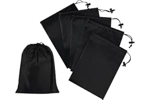 PALTERWEAR Drawstring Bag with Toggle - Nylon Cinch and Ditty Pouch Six Pack (Black, 7 x 9 Inch, Set of 6)