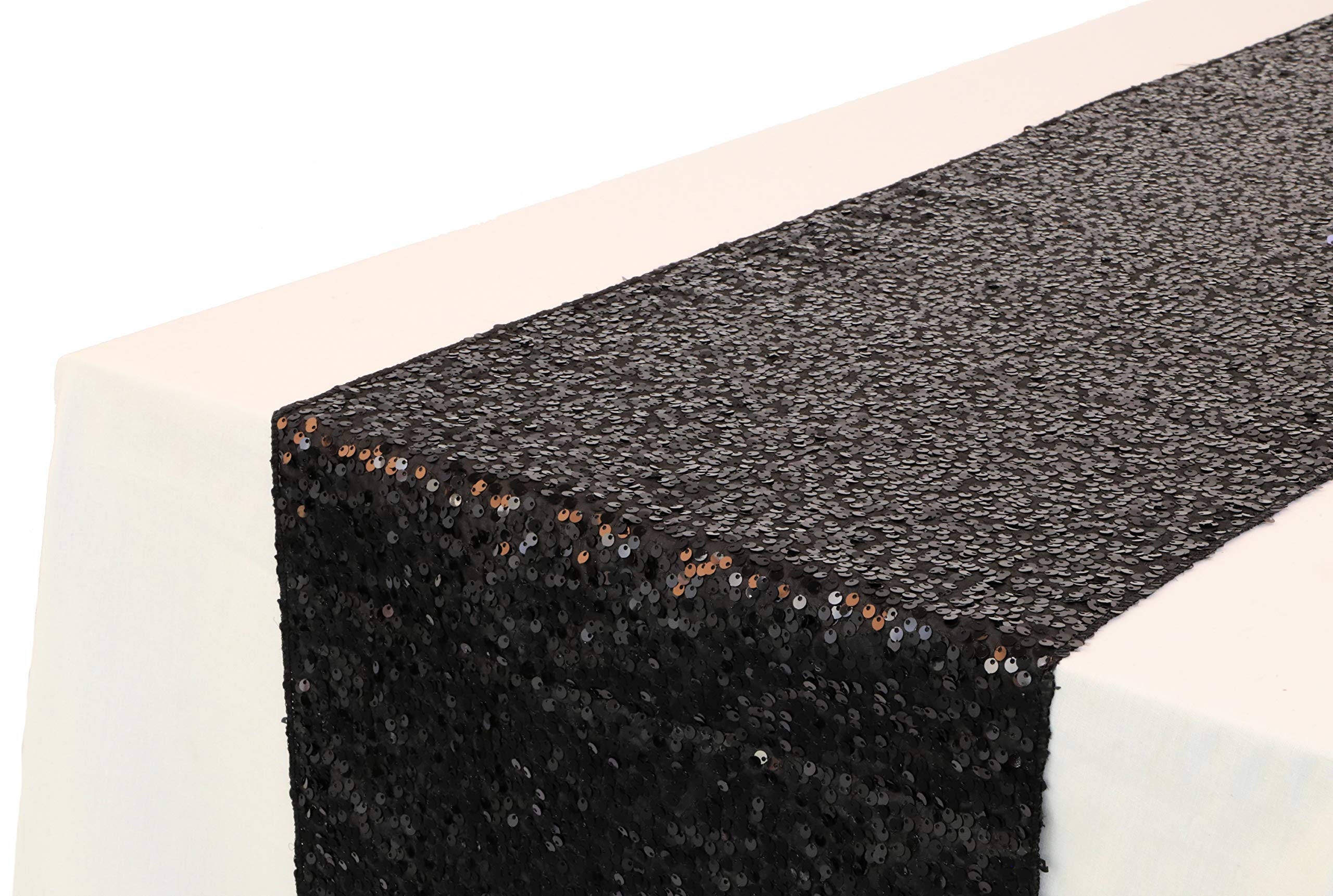 Christmas Concepts® Sequin Table Runner - 13" x 60" - Wedding / Party Decoration - Luxury Wedding Decorations (Black)