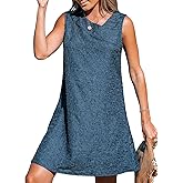 CUPSHE Women's Casual Mini Dress Foldover V Neck Sleeveless A Line Summer Dresses