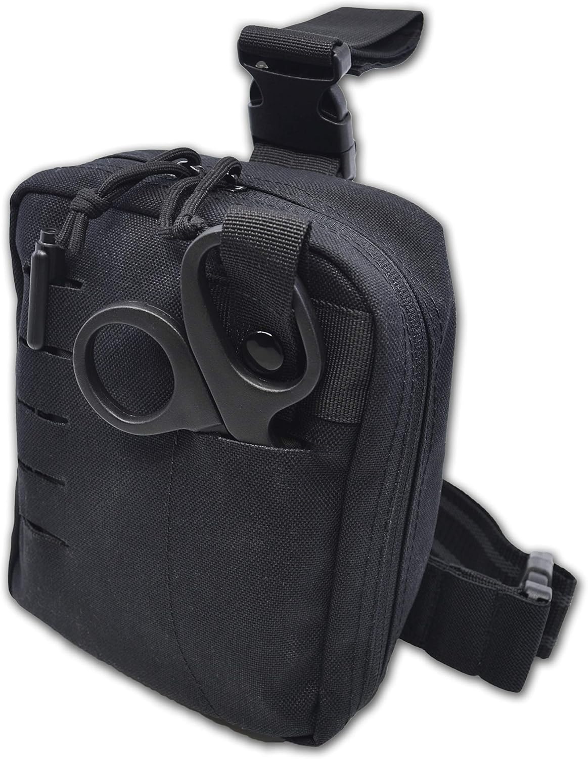Lightning X Pre-Stocked Drop Leg IFAK Trauma Kit w/MOLLE Bleed Stop Gunshot Wound Care w/QC - Black: Health & Personal Care