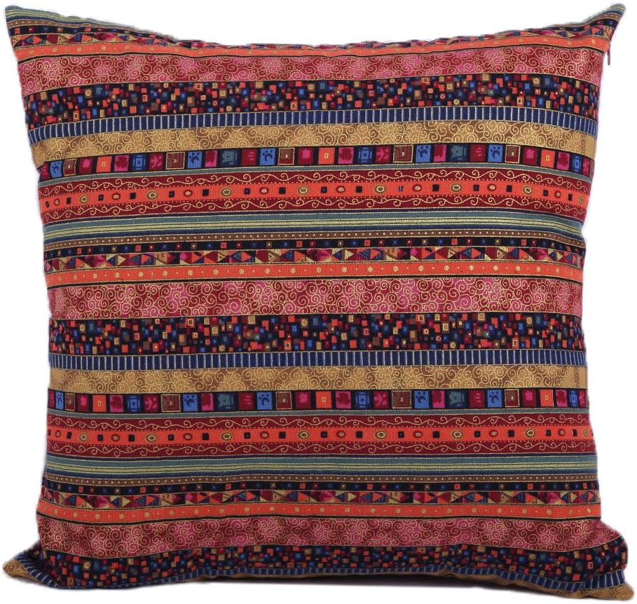 Jahosin Decorative Bohemian Style Cushion Cover Throw Pillows Case Shell Red for Bed Couch Livingroom, 18 X 18 Inches (Bohemia)