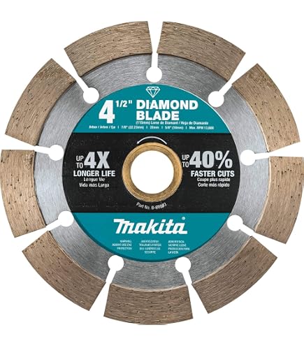 Makita E-07222 X-Lock 4-1/2 Inch Turbo Rim Diamond Blade – 2-Pack, For Masonry, Concrete, Block, Brick, Pavers, Dry Or Wet Cutting