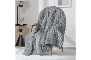 Cottonblue Weighted Blanket 15lbs Bubble Fleece Plush Sherpa Heavy Weighted Blankets for Adults, Fits Twin/Full Size Bed, Cute Fuzzy Warm Heavy Blanket for Calm and Better Sleep, 48"x72", Grey