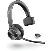 Poly Voyager 4310 UC Wireless Headset (Plantronics) - Single-Ear Bluetooth Headset w/Noise-Canceling Mic - Connect PC/Mac/Mobile via Bluetooth - Works w/Teams, Zoom, &amp; More - Amazon Exclusive