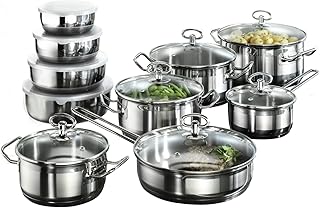 Karcher Topfset Jasmin (Edelstahl, 20-teilig, inkl. Glasdeckel und Edelstahl Schüssel Set, Induktion)