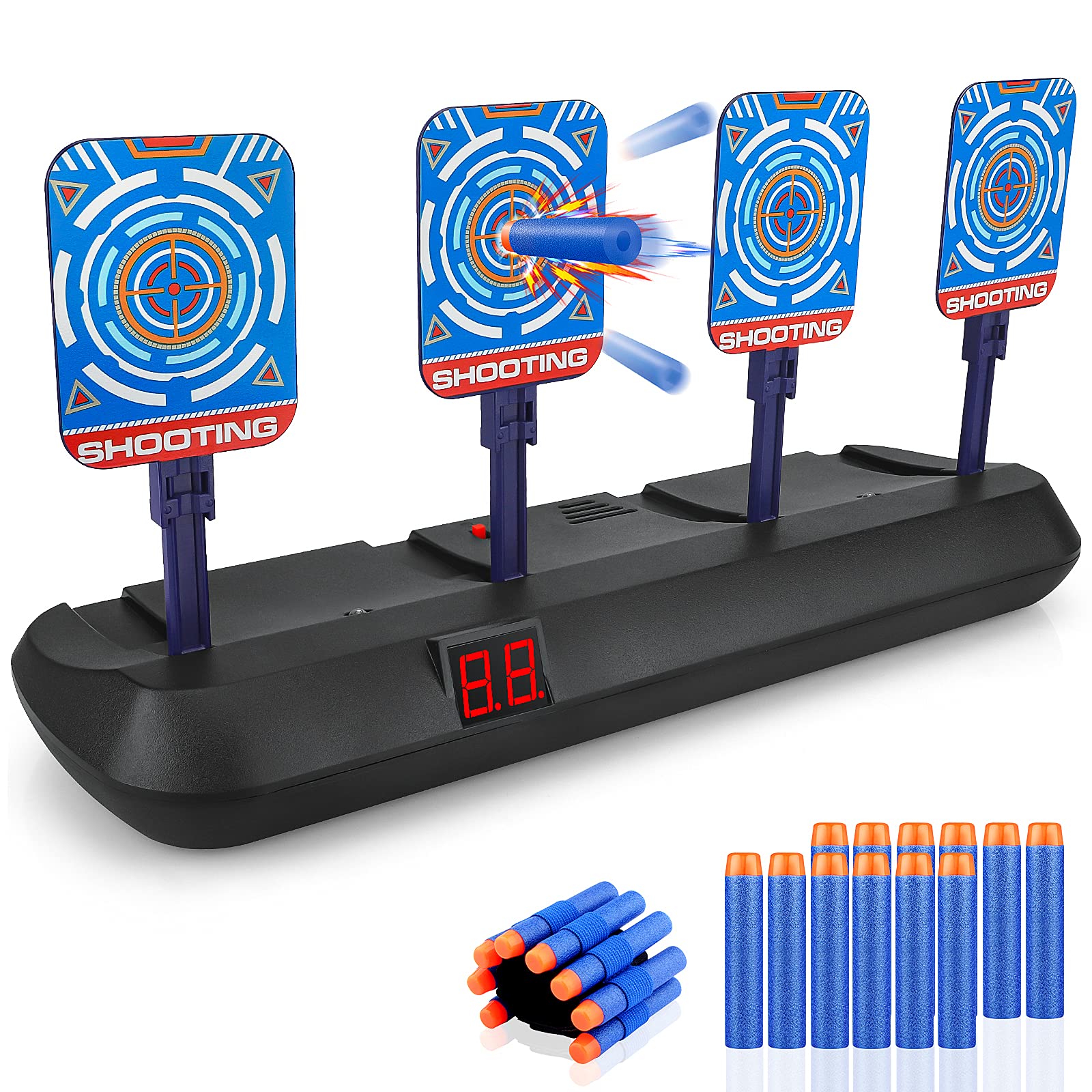 Electronic Digital Target for Nerf, Boys Toys Age 3 4 5 6 7 8 9 Shooting Game Auto Reset Targets with Foam Bullets Kids Birthday Gifts Stocking Fillers for 3-10 Year Old Teen Boys