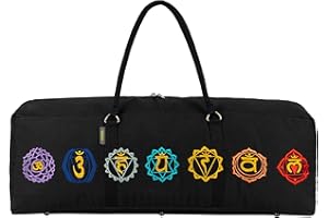 YOGALATEST Seven Chakra Cotton Canvas Yoga Kit Bag for Men & Women Cotton Fabric With 7 Chakra Embroidery Carrier Bag Large Pocket (29x8x12)