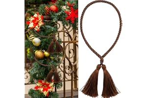 Zhengmy 15 Pcs 24 Inch Christmas Garland Ties with Tassels Decorative Twist Tie for Banister Reusable Flexible Twist Tie for Garland Fireplace Staircase Banister Home Xmas Holiday Decorations (Brown)
