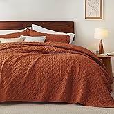 Bedsure Quilts King Size - Lightweight Bedspreads King Size with Basket Weave Pattern, Soft Quilt Bedding, Red Orange Comforter Coverlet for All Seasons (106" x 96")