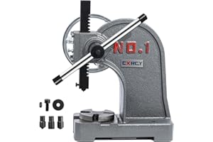 CXRCY Arbor Press 1 Ton with Hand Wheel, Cast Iron Heavy duty Manual Arbor Press 1 Ton, 5.5" Maximum Height, Desktop Arbor Press, Metal Punch Press Machine for Stamping Bending Forming Stretching
