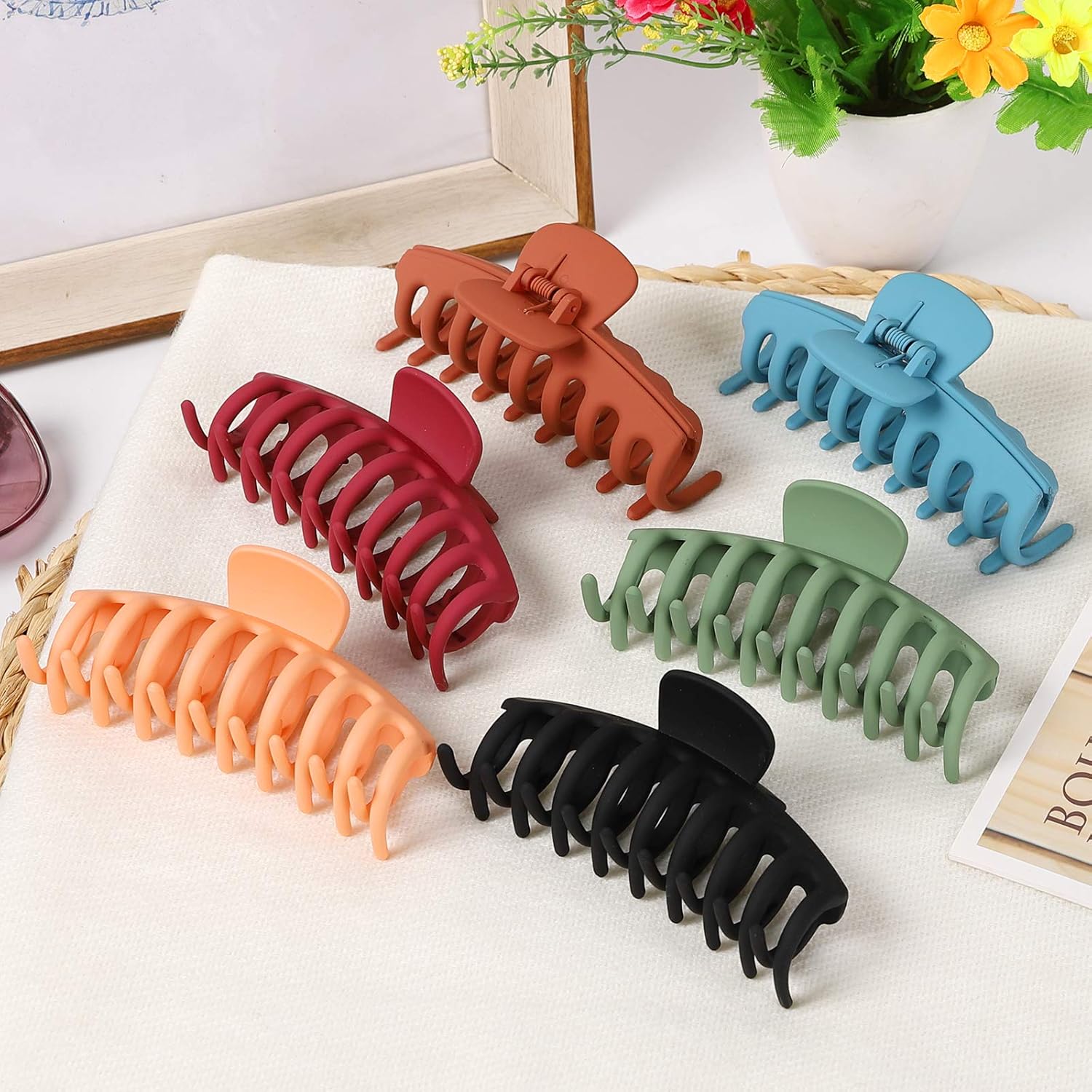 Tyfthui 6 Pcs Hair Claw Clips for Women Nonslip Hair Clips for Women and Girls, Strong Hold for Thin/Thick Hair Fashion Hair Styling Accessories (Multi-colored B) : Beauty